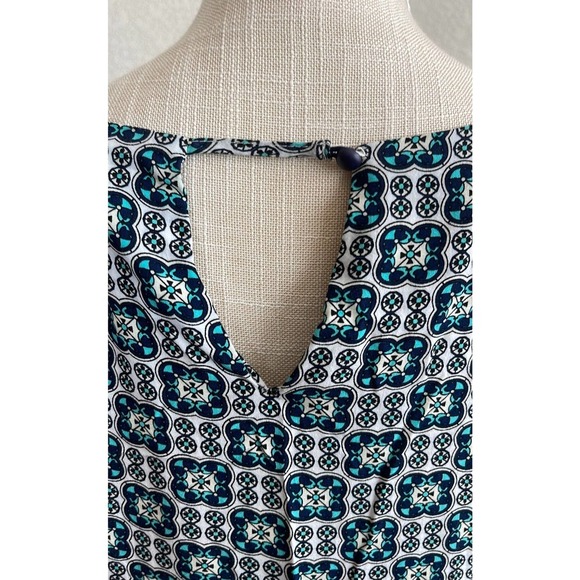 Hem & Thread 100% Rayon Dress Blue/Teal/White Size Large - Picture 4 of 6